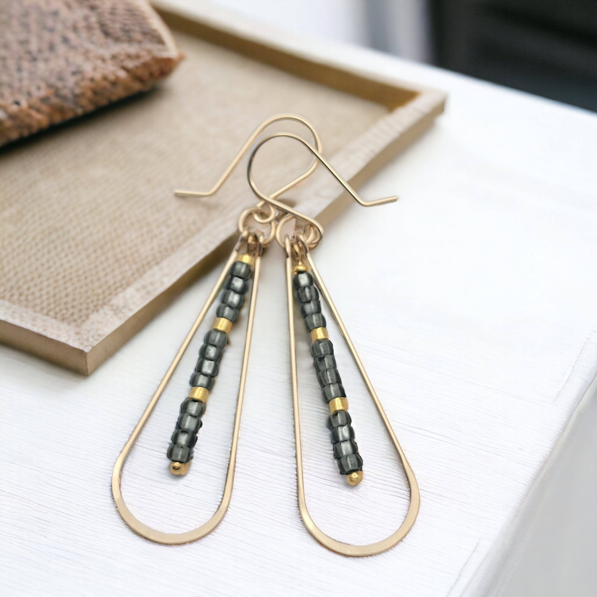 Harley - Gold & Smokey Quartz Earrings Bijou by SAM   