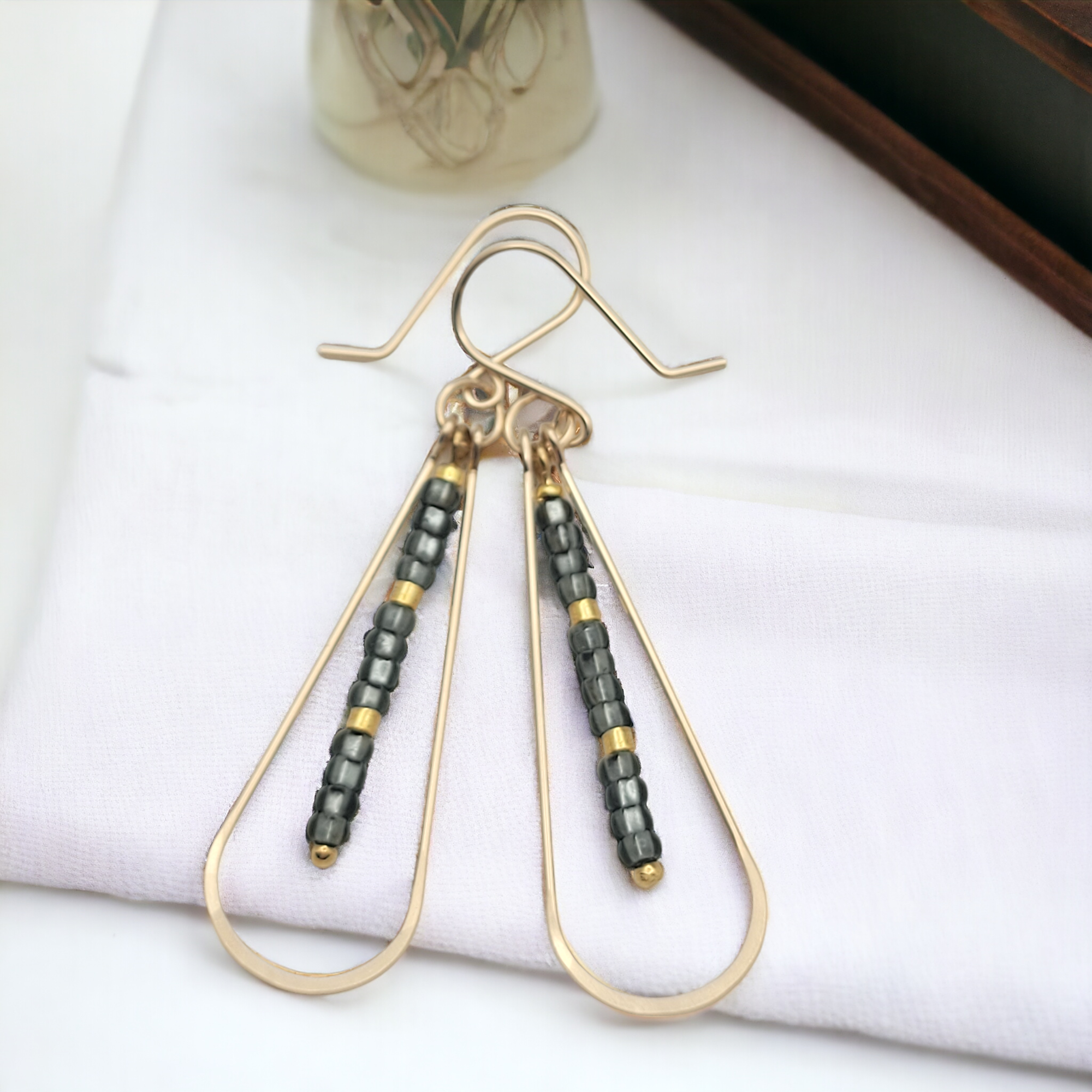 Harley - Gold & Smokey Quartz Earrings Bijou by SAM   