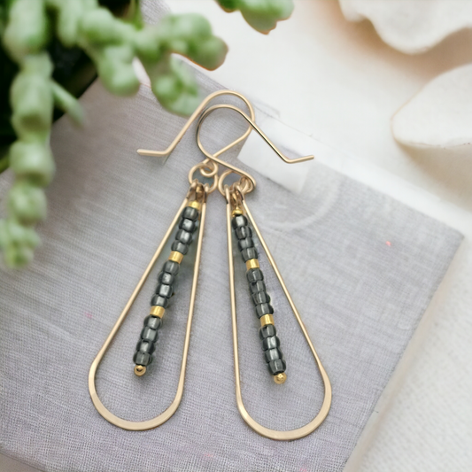 Harley - Gold & Smokey Quartz Earrings Bijou by SAM   
