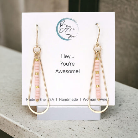 Harley - Gold & Pale Pink Earrings Bijou by SAM   