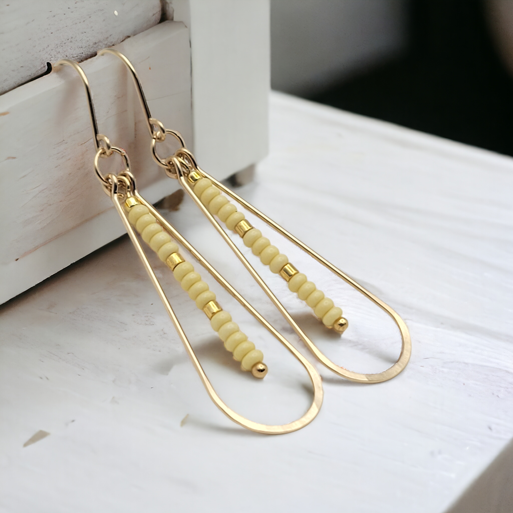 Harley - Gold & Pale Yellow Earrings Bijou by SAM   