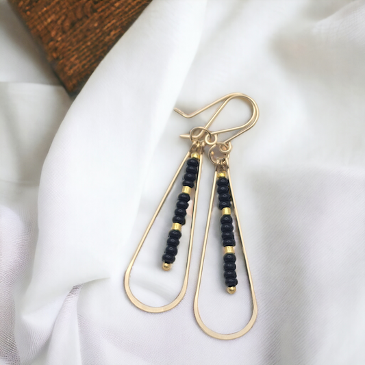 Harley - Gold & Black Earrings Bijou by SAM   