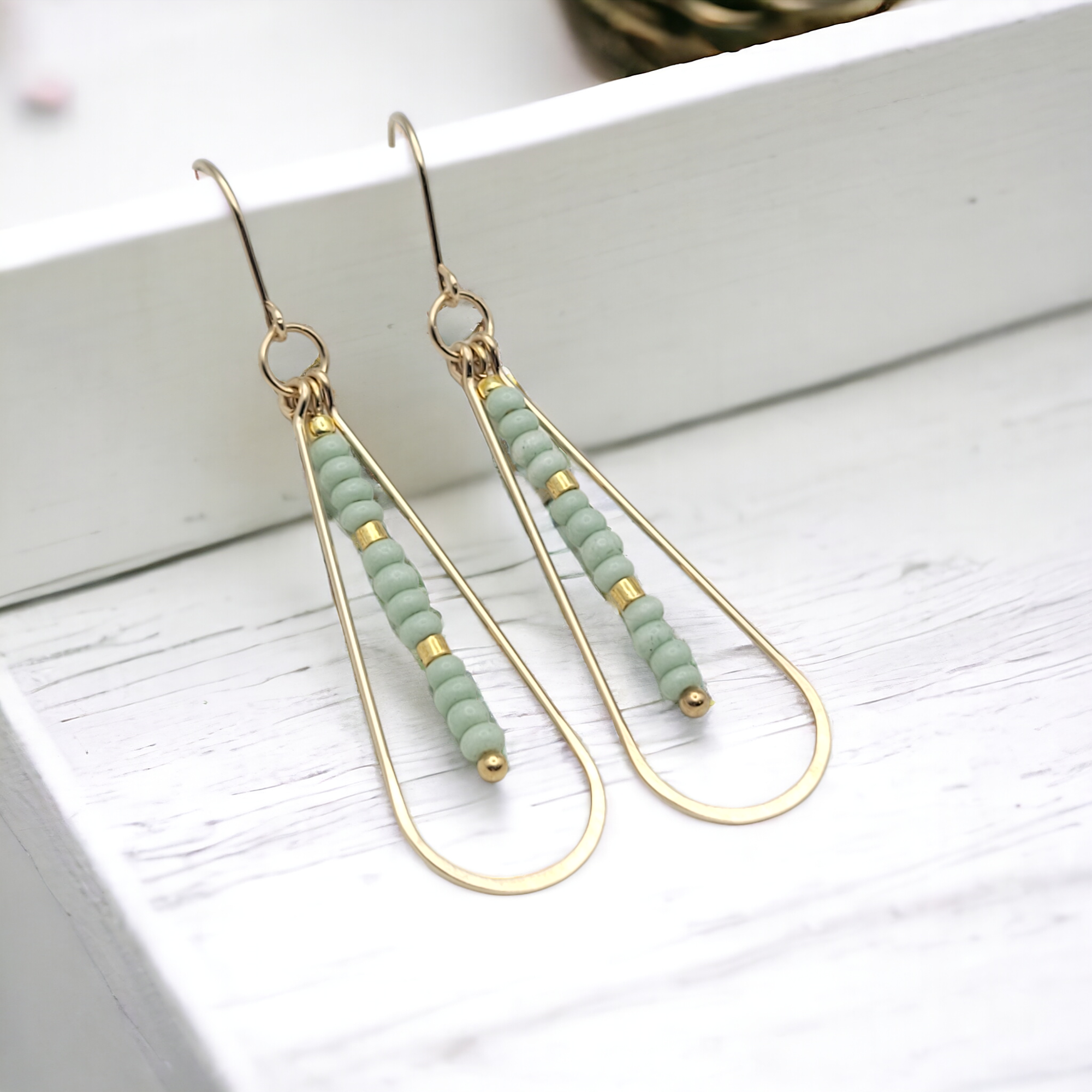 Harley - Gold & Mint Green Earrings Bijou by SAM   