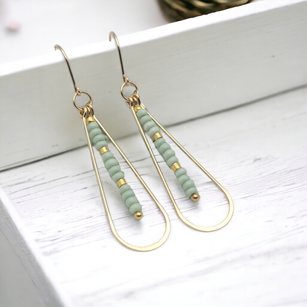 Harley - Gold & Mint Green Earrings Bijou by SAM   