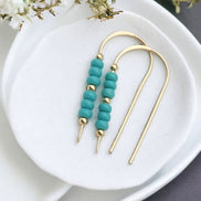 Cheval - Gold & Teal Turquoise Earrings Etsy   