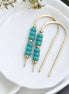 Cheval - Gold & Teal Turquoise Earrings Etsy   