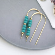 Cheval - Gold & Teal Turquoise Earrings Etsy   
