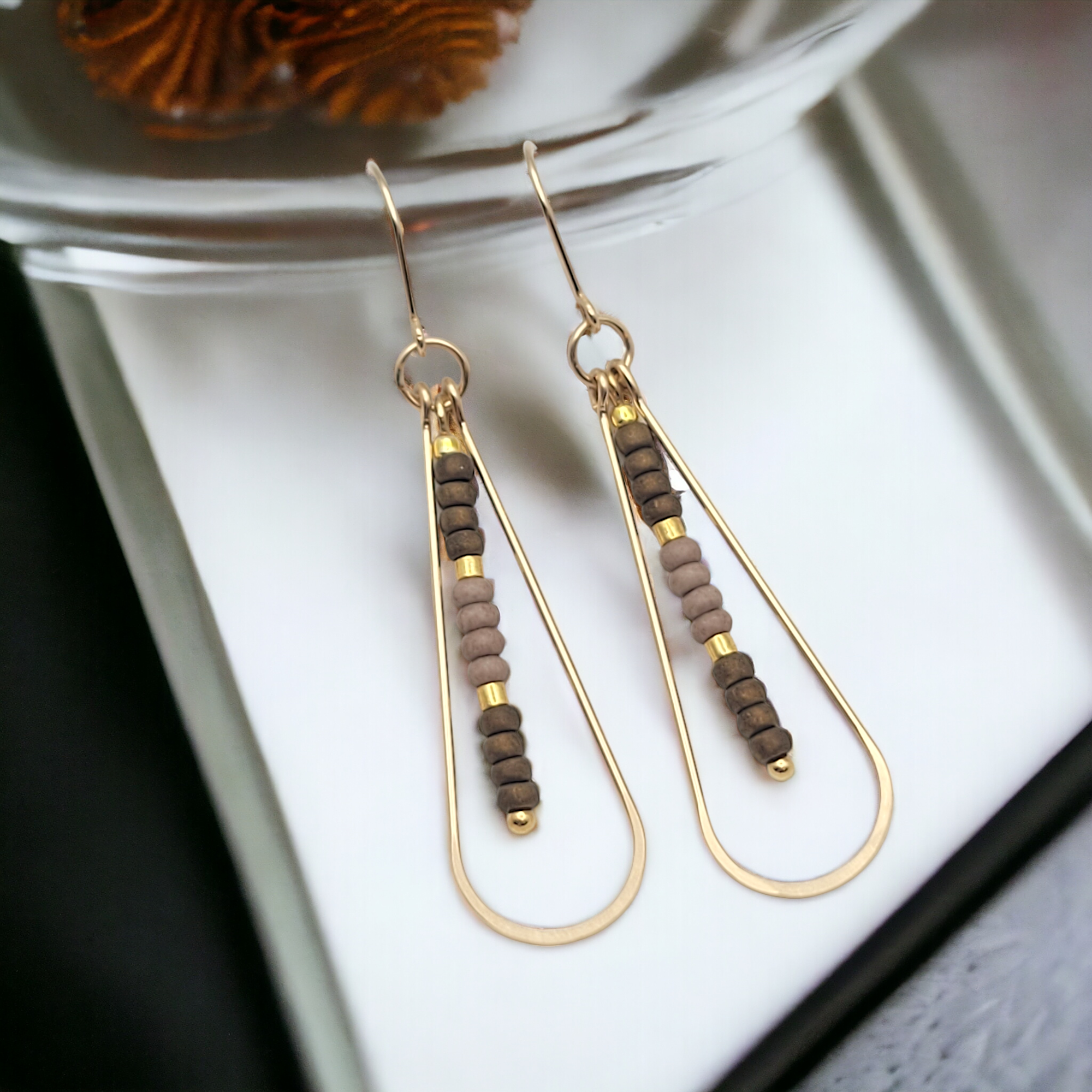 Harley - Gold & Brown Earrings Bijou by SAM   