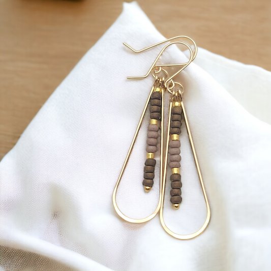 Harley - Gold & Brown Earrings Bijou by SAM   