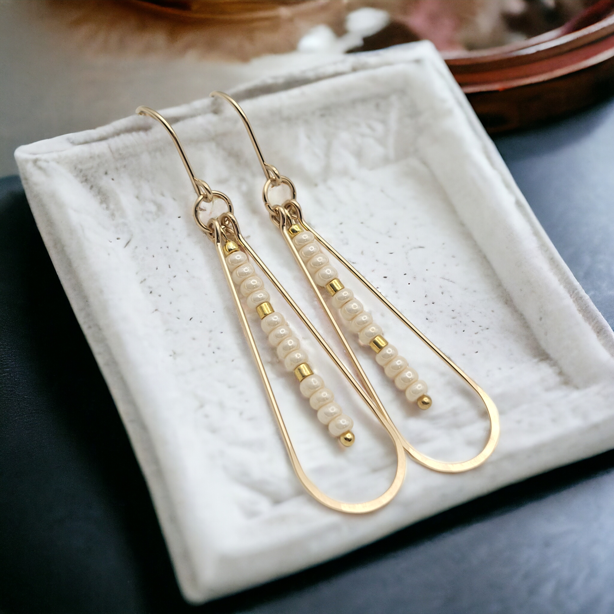 Harley - Gold & Pearl Earrings Bijou by SAM   