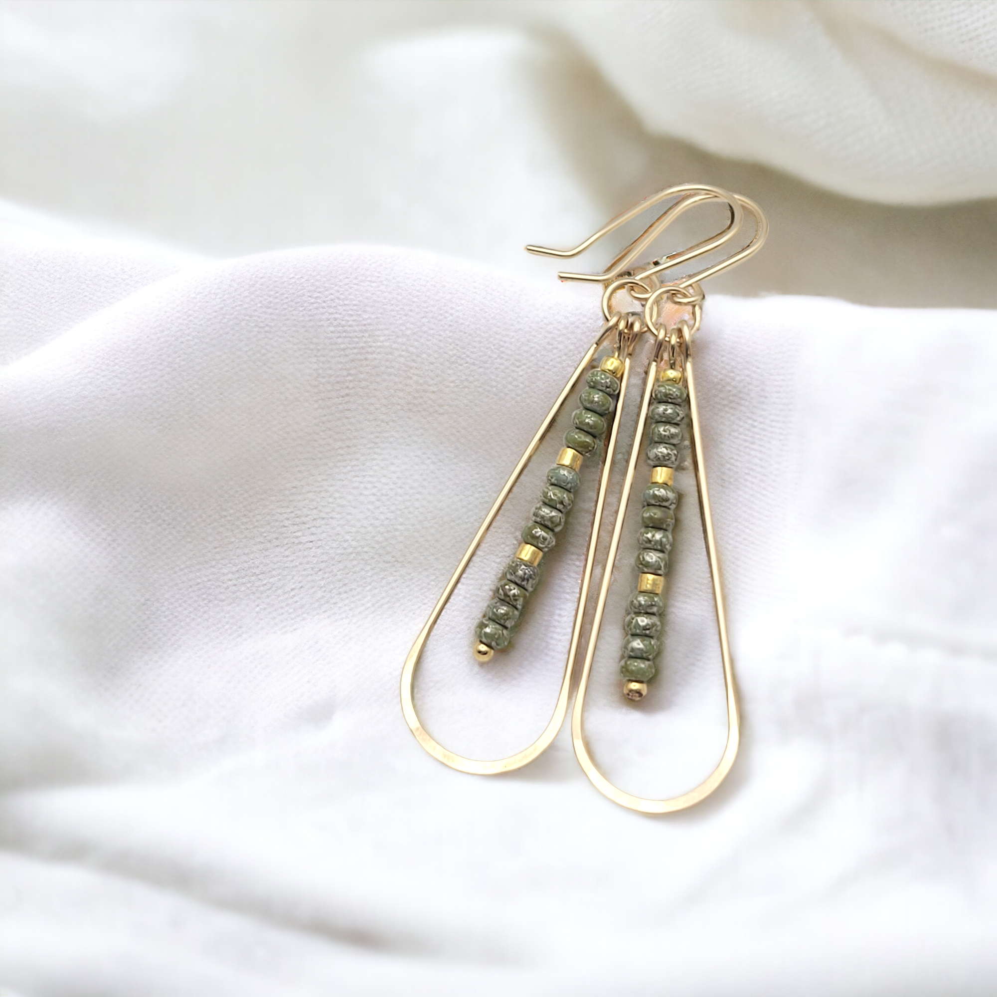 Harley - Gold & Sage Green Earrings Bijou by SAM   