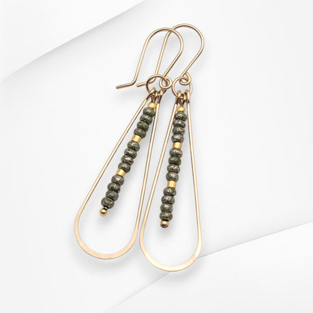 Harley - Gold & Sage Green Earrings Bijou by SAM   