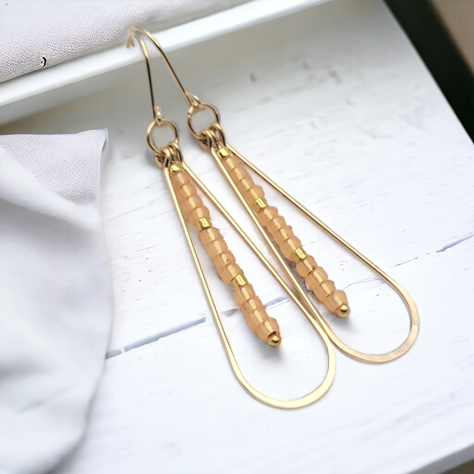 Harley - Gold & Peach Earrings Bijou by SAM   