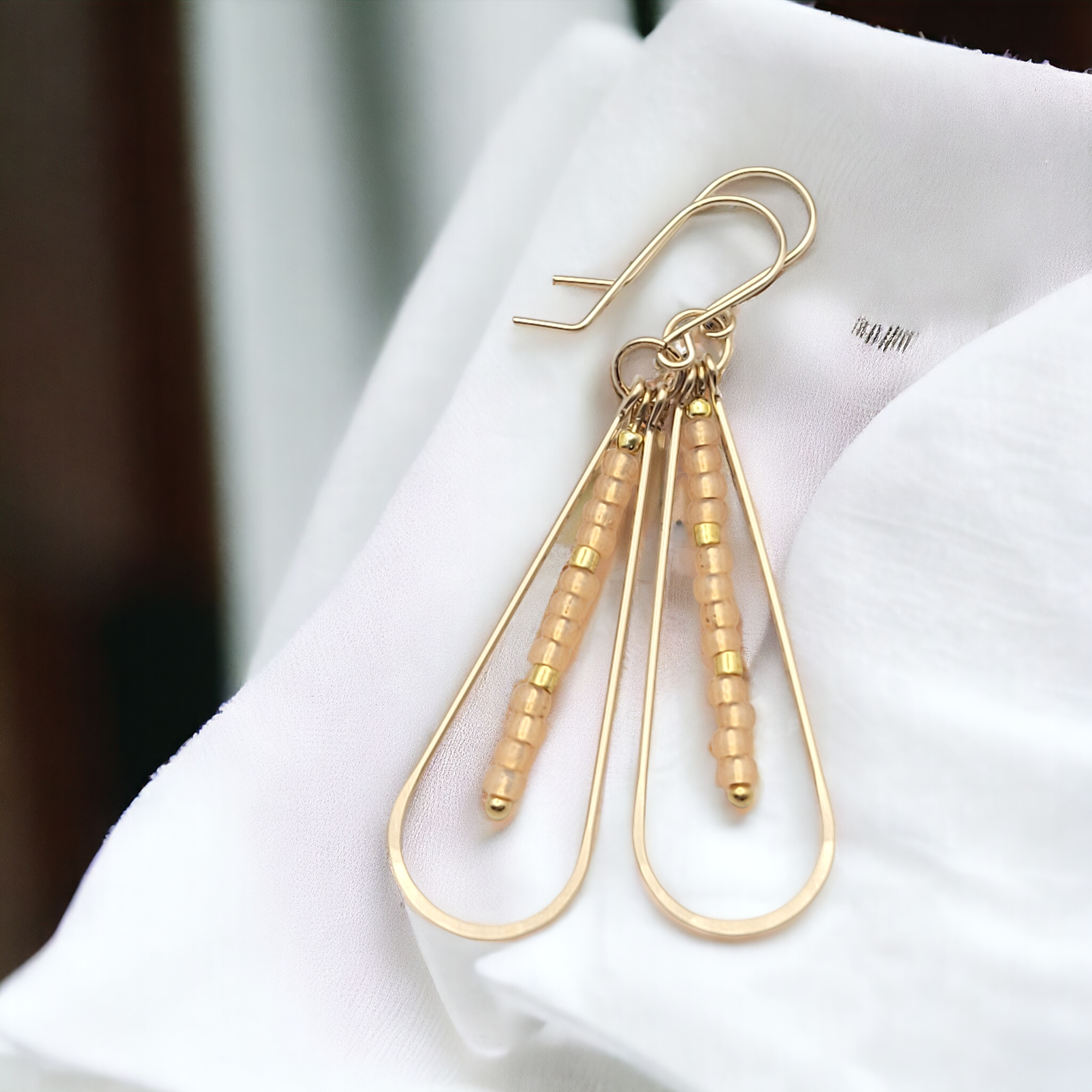 Harley - Gold & Peach Earrings Bijou by SAM   