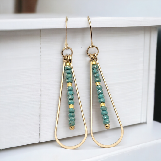 Harley - Gold & Turquoise Earrings Bijou by SAM   