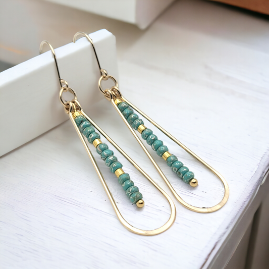 Harley - Gold & Turquoise Earrings Bijou by SAM   