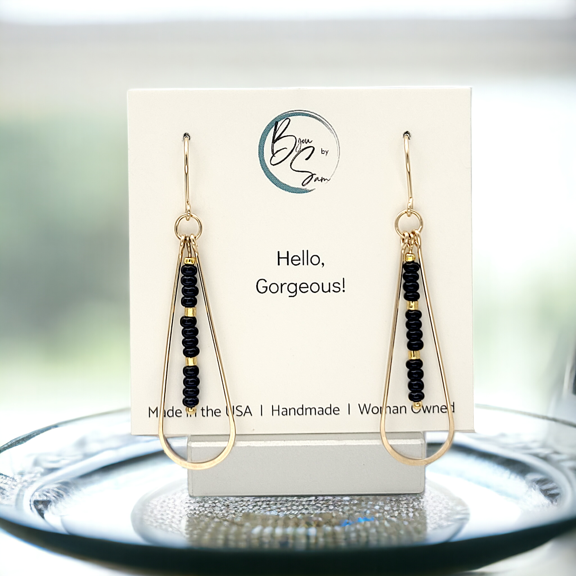 Harley - Gold & Black Earrings Bijou by SAM   