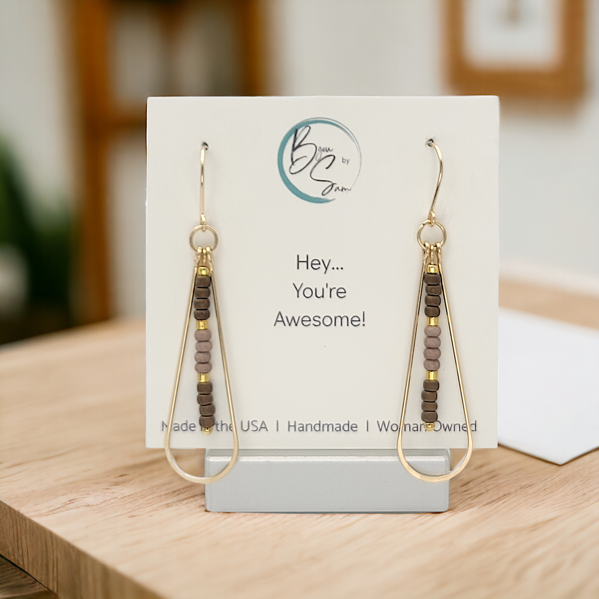 Harley - Gold & Brown Earrings Bijou by SAM   