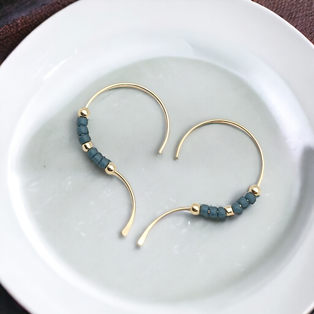 Open Heart - Gold & Teal Earrings Bijou by SAM   