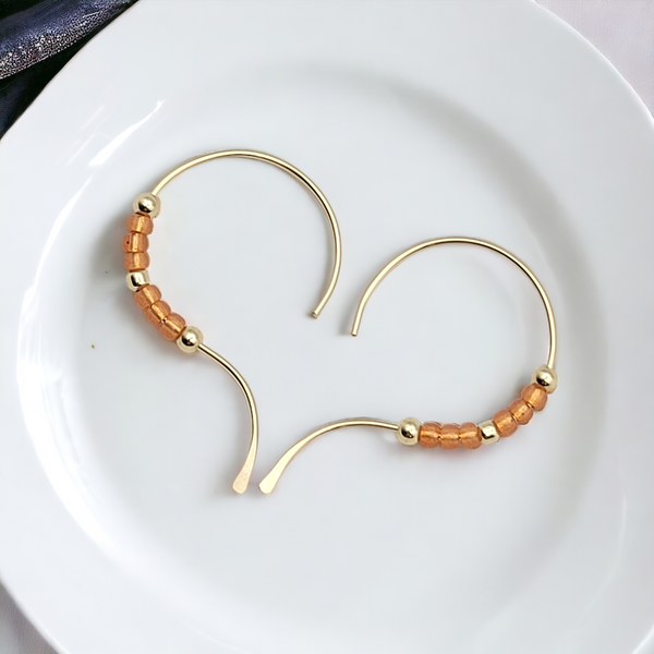 Open Heart - Gold & Orange Earrings Bijou by SAM   