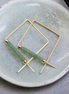 True - Square Gold & Sea Glass Earrings Bijou by SAM   
