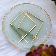 True - Square Gold & Sea Glass Earrings Bijou by SAM   