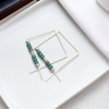 True - Square Silver & Turquoise Earrings Bijou by SAM   