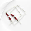True - Square Silver & Red Earrings Bijou by SAM   