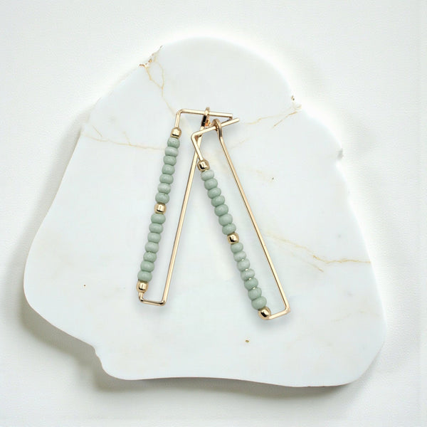 True - Rectangle Gold & Mint Earrings Bijou by SAM