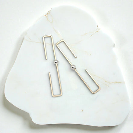 True - Gold Rectangle Threader Earrings Bijou by SAM