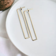 True - Gold Rectangle Earrings Bijou by SAM   