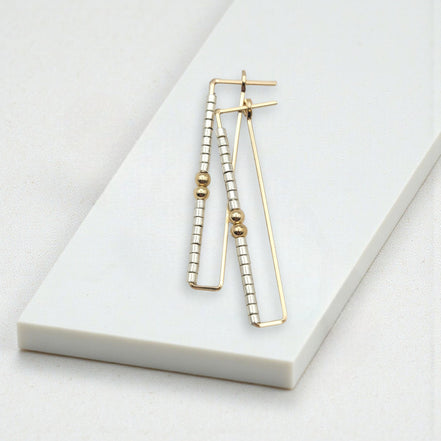 True - Rectangle Gold & Silver Earrings Bijou by SAM