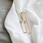 True - Rectangle Gold & Silver Earrings Bijou by SAM   