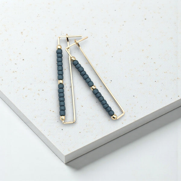 True - Rectangle Gold & Teal Earrings Bijou by SAM