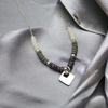 Necklace - Silver & Gray with Charm Necklace Bijou by SAM   
