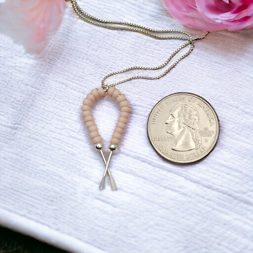 Necklace - Silver & Pink Ribbon Necklace Bijou by SAM   