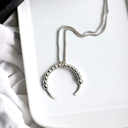 Necklace - Silver Open Circle with Silver Necklace Bijou by SAM   