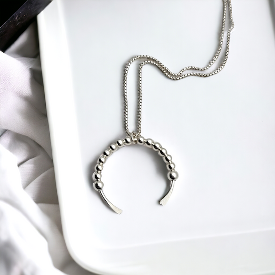 Necklace - Silver Open Circle with Silver Necklace Bijou by SAM   