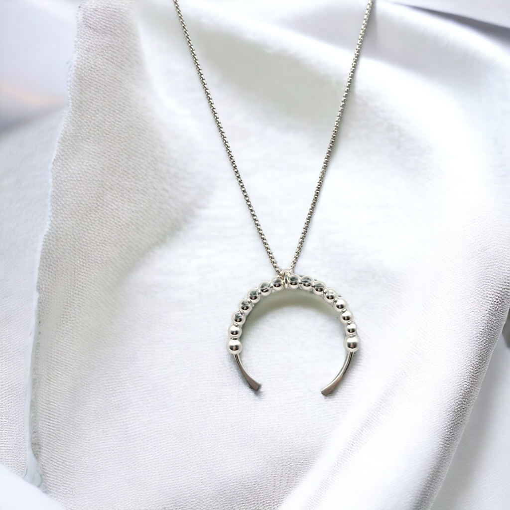 Necklace - Silver Open Circle with Silver Necklace Bijou by SAM   