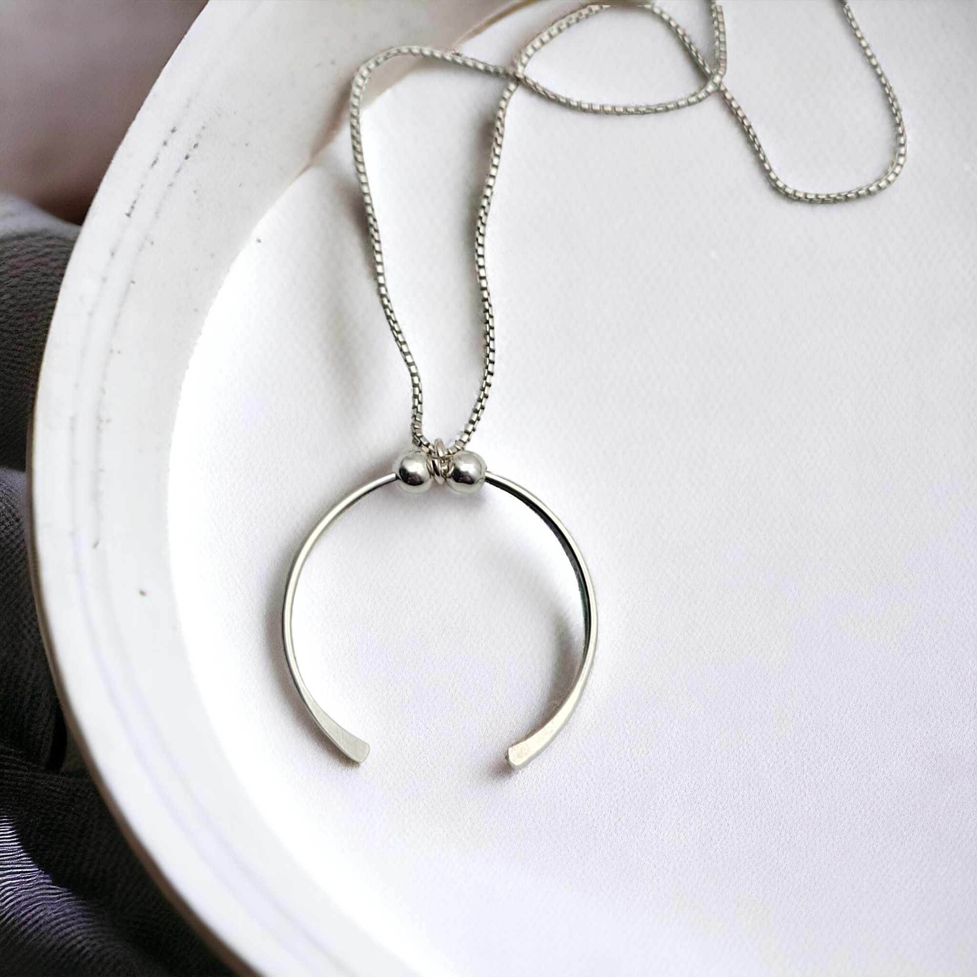 Necklace - Silver Open Circle Necklace Bijou by SAM   