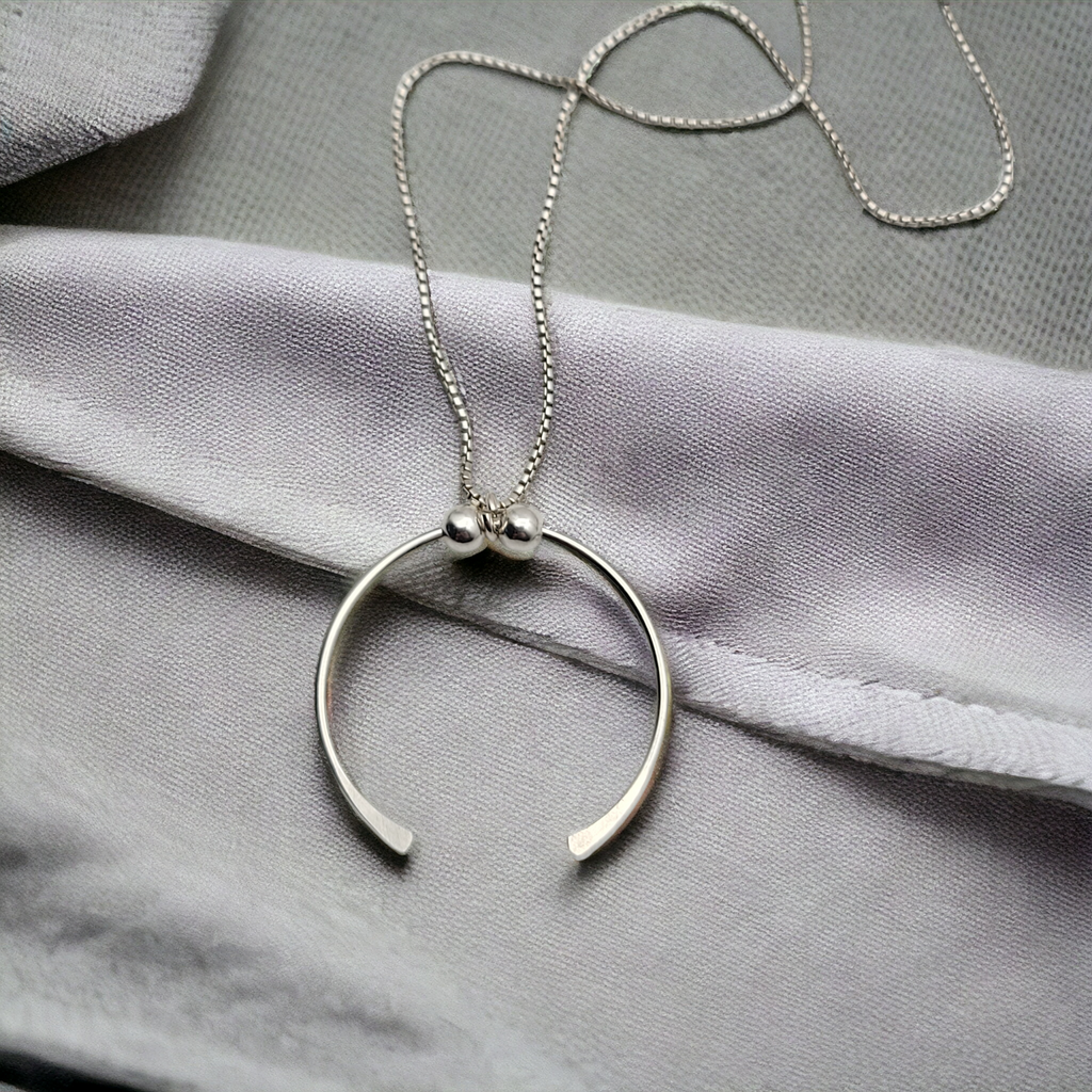Necklace - Silver Open Circle Necklace Bijou by SAM   