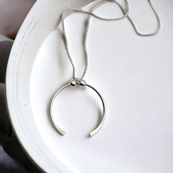 Necklace - Silver Open Circle Necklace Bijou by SAM   