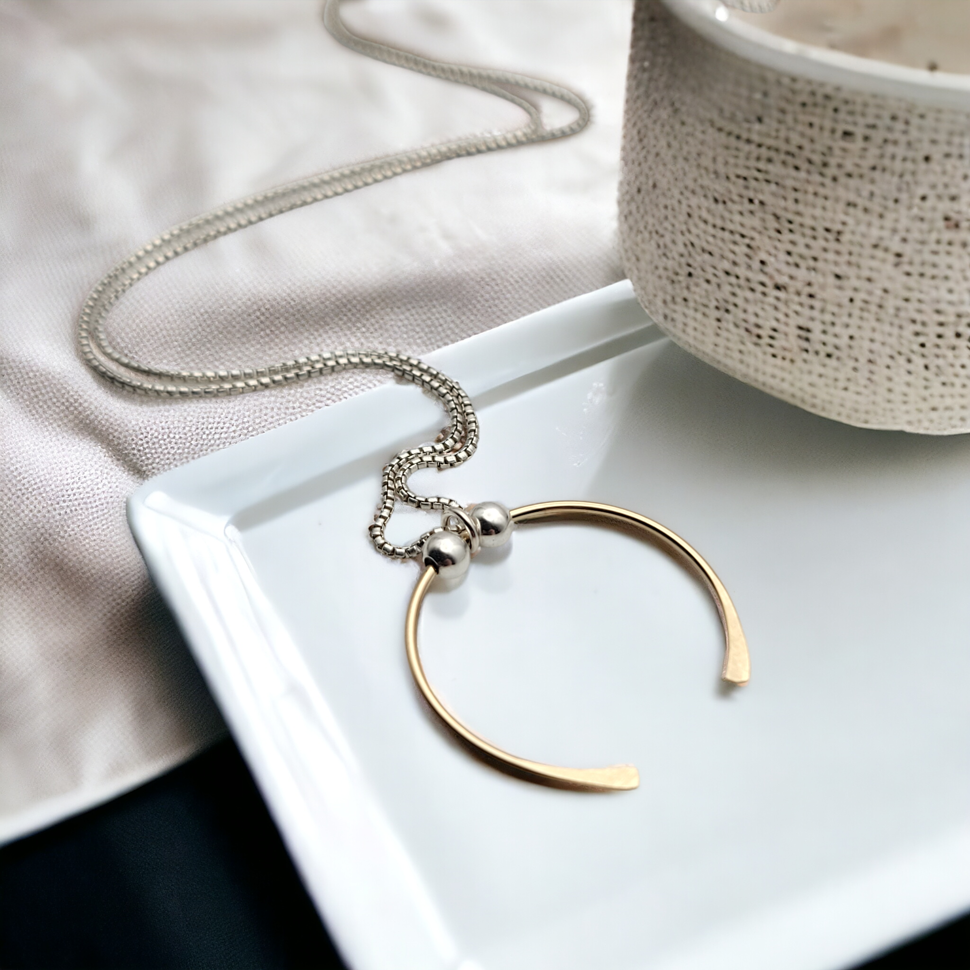 Necklace - Silver with Gold Pendant Necklace Bijou by SAM   