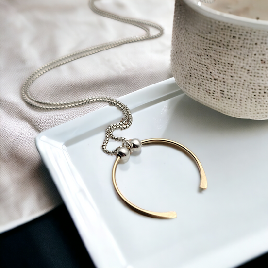 Necklace - Silver with Gold Pendant Necklace Bijou by SAM   