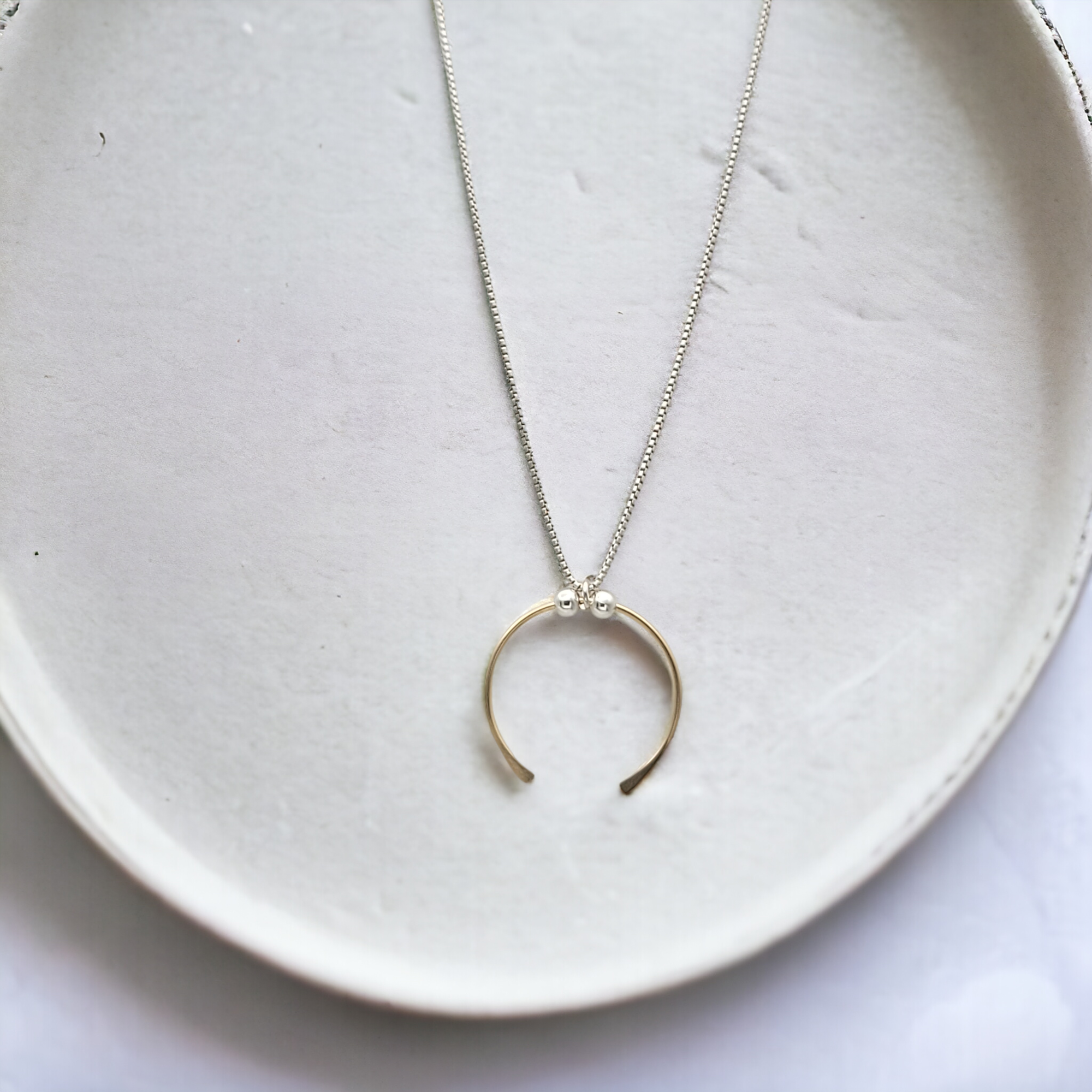 Necklace - Silver with Gold Pendant Necklace Bijou by SAM   