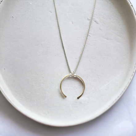 Necklace - Silver with Gold Pendant Necklace Bijou by SAM   