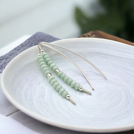 Wish - Silver & Mint Green Earrings Bijou by SAM   
