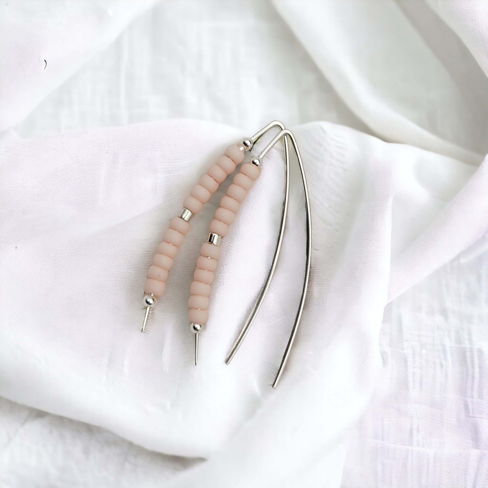 Wish - Silver & Pale Pink Earrings Bijou by SAM   