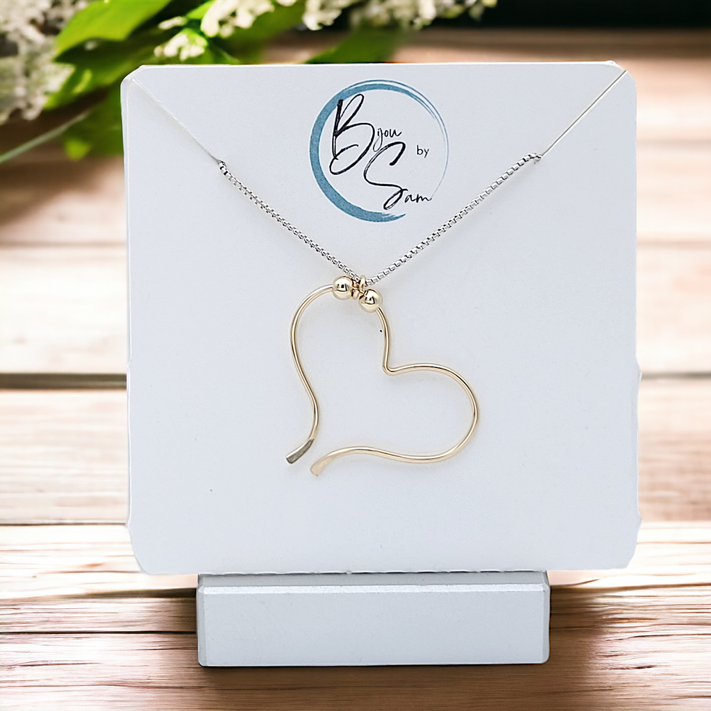Open Heart Necklace - Gold with Silver Necklace Bijou by SAM   