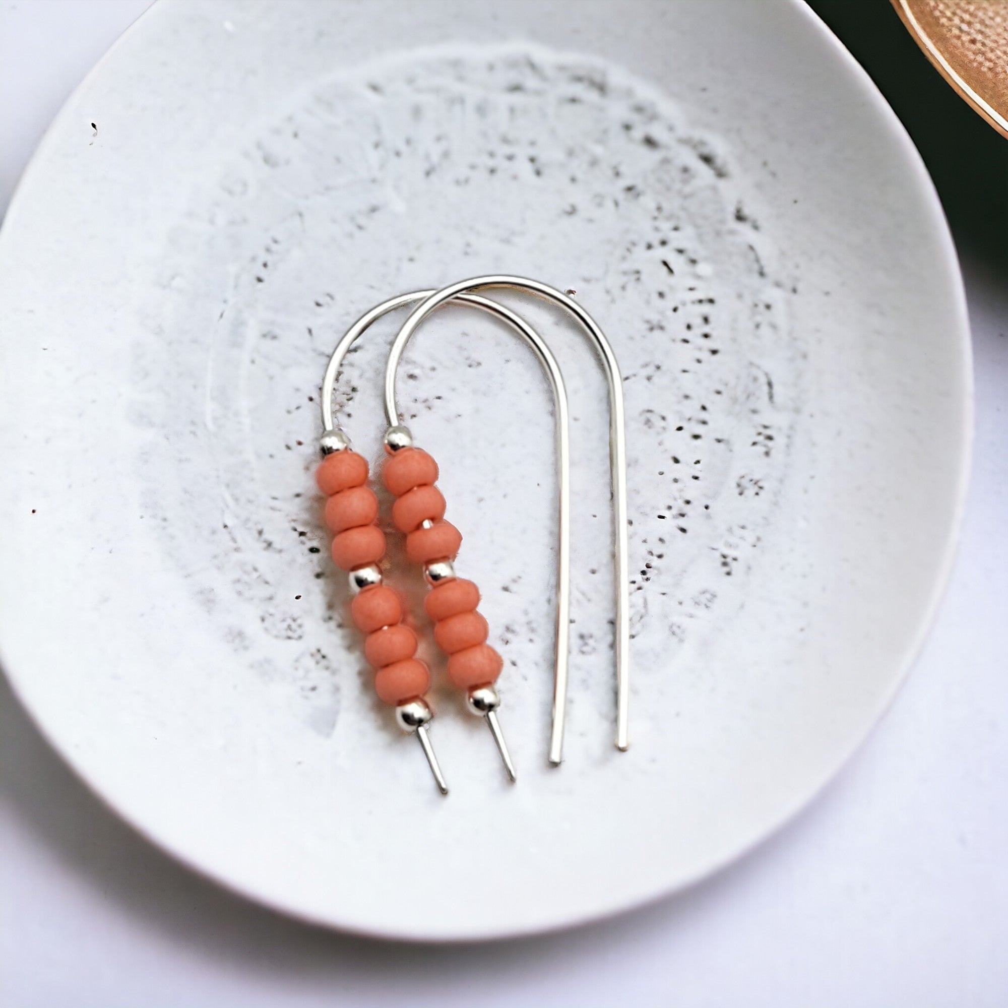 Cheval - Silver and Peach Corral Earrings Bijou by SAM   